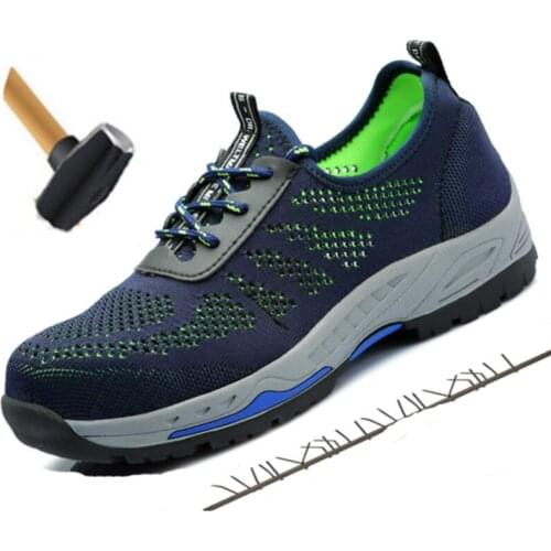 Summer Men Safety Boots Mesh Breathable Work Safety Shoes Steel Toe Cap Anti-slip Non-slip Sneakers Fashion Lace Men Work Shoes