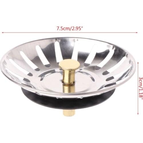 Kitchen Stainless Steel Basin Drain Dopant Sink Strainer Basket Waste Filter New