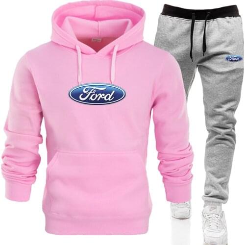 Mens Tracksuit Ford Car Logo Print Hoodie Sweatshirt&Pant 2 Piece Outdoors Sport Suits Streetwear Casual Fashion Men Women Sets