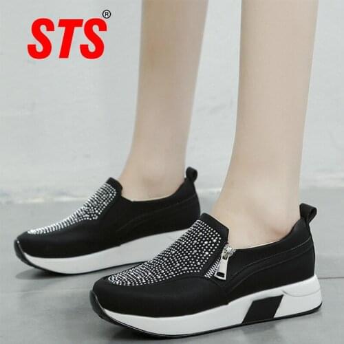 STS Women’s Casual Shoes Slip On Fashion Walking Shoes Plus Size Increase High Sport Running Sneakers Outdoor Shoes