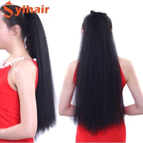 Super Long Corn Wavy Ponytail Synthetic Natural Drawstring Ribbon Fake Hair Afro Puff Ponytail Hair Kinky Natural Hair Synthetic
