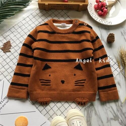 Tonytaobaby Winter New Boys and Girls with Plush Thick Pullover Warm Kitten Sweater Top