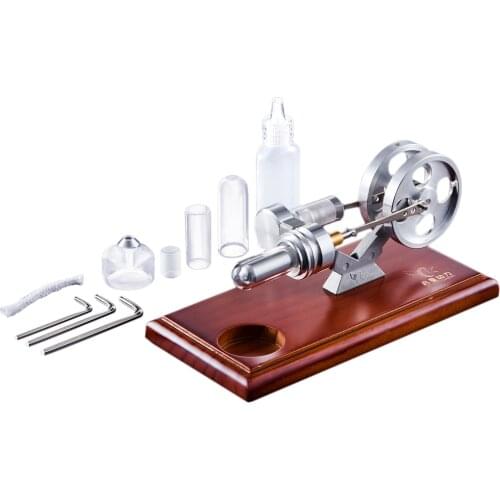 High Quality DIY Stirling Engine with Brown Solid Wood Baseplate Stem Steam Learning Model Toys For Children Adult
