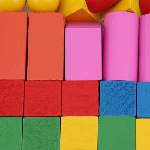 Teaching Aids Wooden Cube Ball Colorful Cylindrical Cuboid Cone Geometry Cognitive 32 Grain Grade in Elementary School