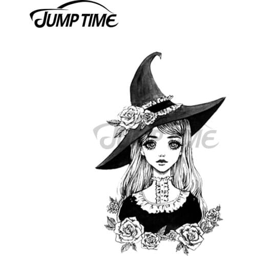 Jump Time 13 x 8.3cm For Lolita Witch Decal Windshield Windows Cartoon Car Stickers Motorcycle Anime Waterproof Car Assessoires