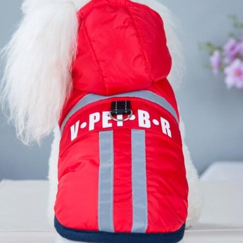 Pet Cats and Dogs Winter Warm Down Jacket Reflective Jacket Medium and Small Dog Chihuahua Hooded Clothes