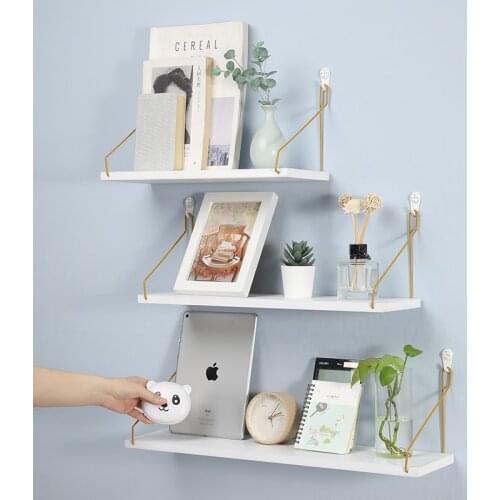 1set Floating Shelf Support Wood With Iron Bracket Wall Mounted Storage Decorative Shelves for Living Room Bedroom Home Hardware