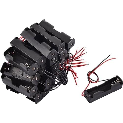 1 X AA 1.5V Battery Holder Plastic Case Storage Box Black Batteries Compartment Holder With Wire Lead