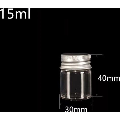 10pcs/lot 30*40mm 15ml Glass Bottles Aluminium Screw Cap Empty Bottles Silver Metal Lids Glass Vials Jars Craft Wedding Decor