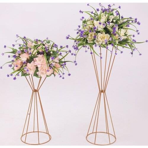 10pcs/lot Vases Gold/ White Flower Stand 70CM/ 50CM Metal Road Lead Wedding Centerpiece Flowers Rack For Event Party Decoration