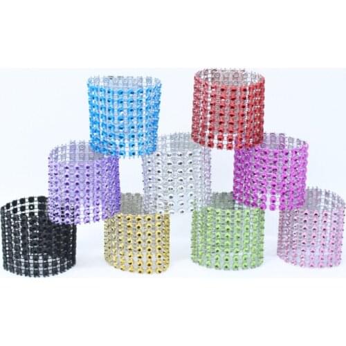 100PCS Plastic Rhinestone Wrap Pink Napkin Ring New Napkin Rings Chair Buckle Hotel Wedding Supplies Home Table Decoration