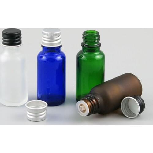 10 x 20ml Essential Oil Portable Green Clear Brown Blue Glass Bottles With Aluminum Cap For Liquid Reagent Pipette Bottle Vials