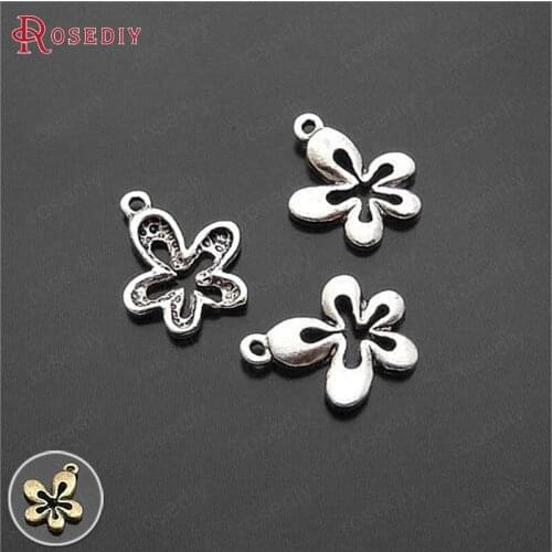 15096)50PCS 14x13MM Antique Style Zinc Alloy Flower Charms Pendants Diy Jewelry Findings Accessories Wholesale
