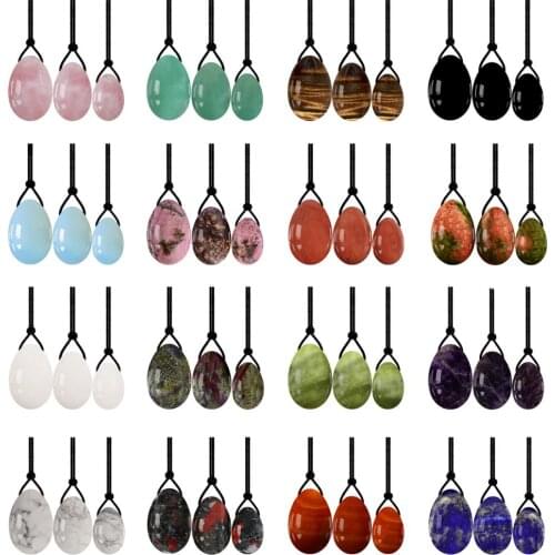 16Types Drilled Yoni Egg Set Natural Rose Quartz Jade Eggs For Kegel Exercise Pelvic Floor Muscle Vaginal Exercise Crystal Ball