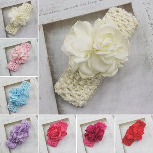 25/80pcs Baby Girls Satin Flower Headband Elastic Crochet Hair Bands Newborn Infant Photo Shoot Kids Headwear Hair Accessories
