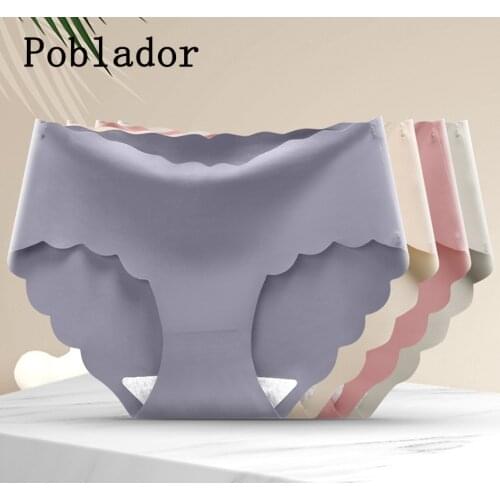 3PCS Womens Panties Ruffles Underwear For Women Silk Female Briefs Seamless Underpants Solid Fashion Pantys M-2XL Lingerie