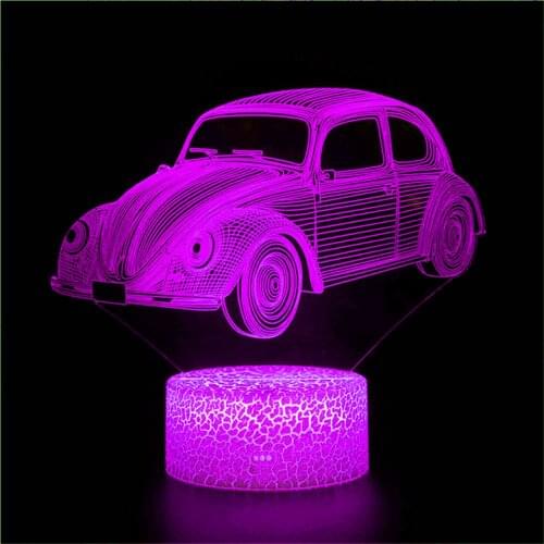 3D Car Night Light Die Casting Toy Car Model Game Collection Child Toy Christmas Birthday Gift SUV Off-road Car USB LED Light