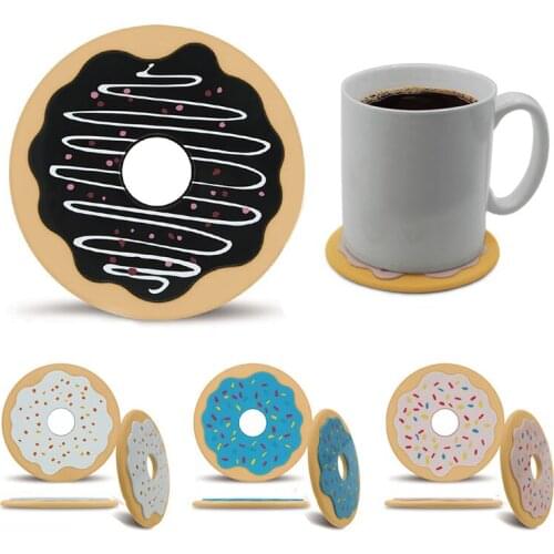 4Pcs Multicolor Donut Shape Silicone Coasters Coffee Cup Holder Drink Placemat Mat Kitchen accessaries Table Decor 301-0215