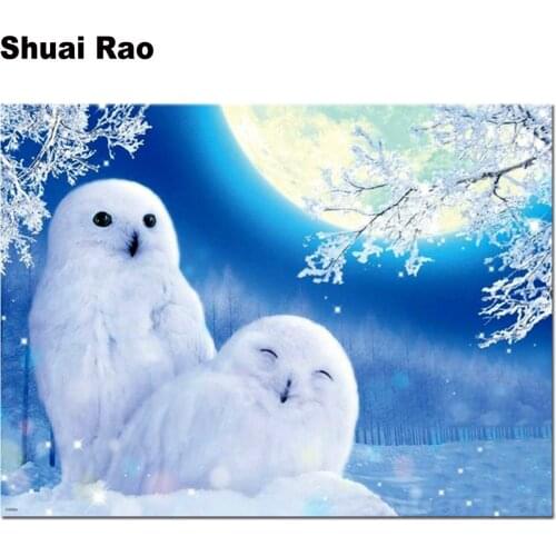 Diy diamond embroidery white moon owl diamond painting full square cross stitch products birds lovers diamond mosaic animals