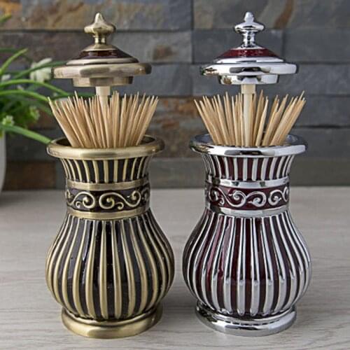 Automatic Toothpick Holder Portable Retractable Retro Press Toothpick Box Dispenser for Restaurant Party Hotel Table Decoration