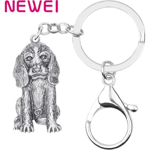 Newei Alloy Plated Antique Gold Beagles Dog Keychains Keyring Lovely Animal Key Chain Jewelry For Women Kids Gift Car Decoration