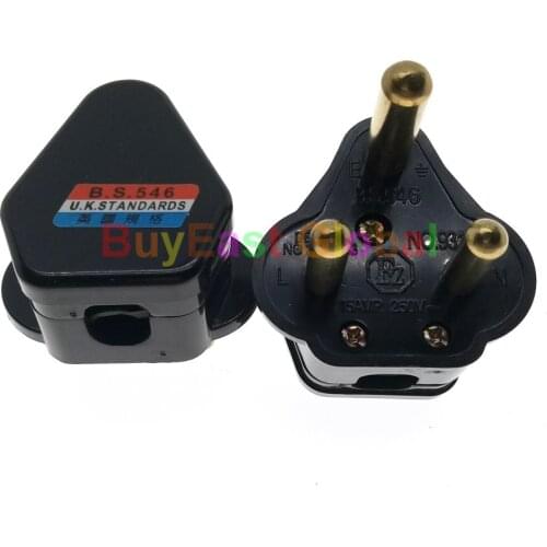 BS546 15A Type M Rewireable Main Power Plug AC100~250V 15A Black