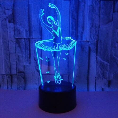 Colorful Ballet Girl 3D Led Night Light Usb Desk Table Lamp for Girls Bedroom Bedside Light Home Decoration Lighting
