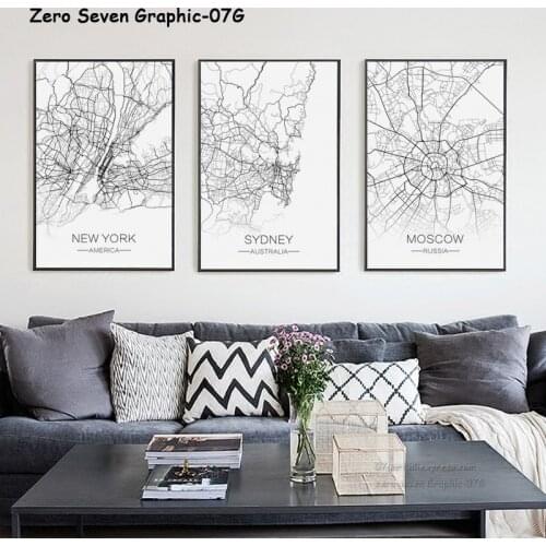 Nordic Decorative City Capital Lines Grid Map Canvas Painting Posters And Prints Wall Art Pictures For Living Room Home Decor