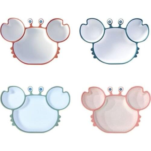 Baby Silicone Dining Plate Cartoon Crab Shape Toddler Kid Training Tableware Kid Food Feeding Non-Slip Divided Plate Bowl Dishes