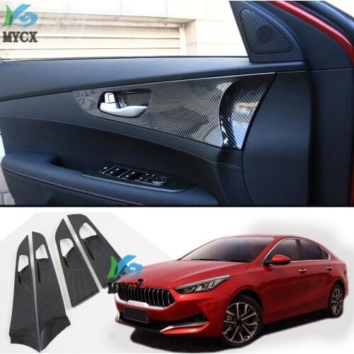 For Kia Cerato brand new K3 2019 Carbon fiber Interior Inner Door Handle Bowl Catch Cover Trim Frame Molding Decoration