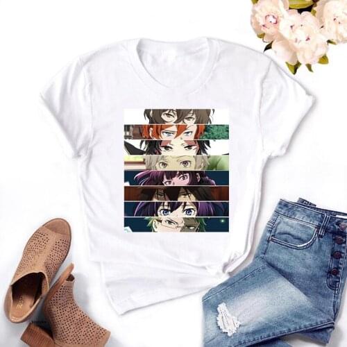 Bungo Stray Dogs T-Shirt Summer Women Anime Classic Tshirt Dazai Harajuku Kawaii Casual Unisex Chuuya Nakahara Vogue Tops