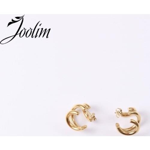JOOLIM Jewelry PVD Plated Multi-layer Hoop Earring Stainless Steel Earring For Women