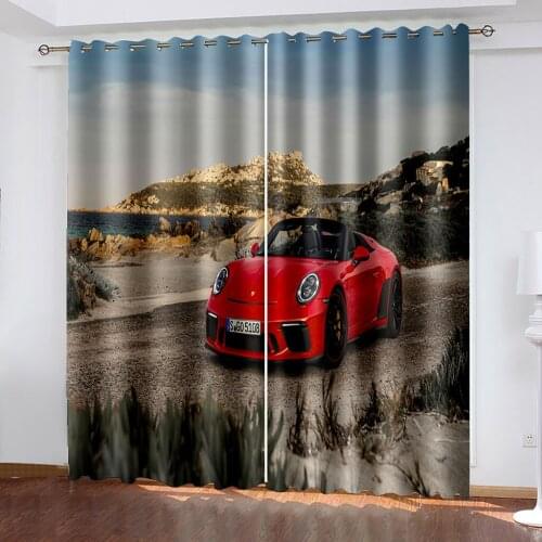 Cool Sports Car City Scenery 3D Pattern Printing Bedroom Living Room Sunshade Custom Curtain Suit Bedroom with Hook Accessories