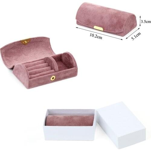 In Stock Small Jewellery Box Beads Velvet Jewelry Necklaces Ring Earrings Jewelry Storage Box Simple Japanese Travel Portable