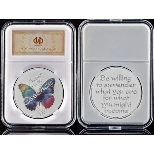 Beautiful Colorful Butterfly Gold/Silver Plated Coin Collectibles Transform Love Token Metal Coin