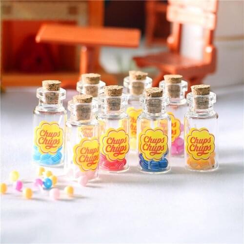 Dollhouse Miniature Color Lollipop Bottle Kids DIY Simulation Toy Decoration Mini Doll Houes Toys Doll Accessories