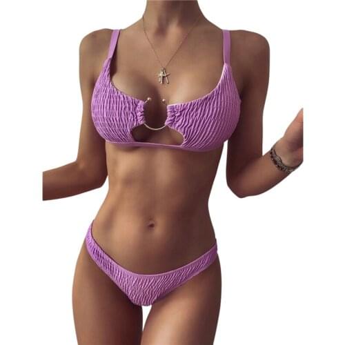 2021 Fashion Womens Sexy Contrast Solid Color Bikini Sleeveless Sling Tops Briefs Swimsuit Classic Bare Midriff Two-pieces Set