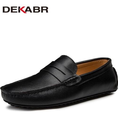 DEKABR Big Size 38~49 Men Loafers Real Leather Shoes Fashion Men Boat Shoes Brand Men Casual Leather Shoes Male Flat Shoes
