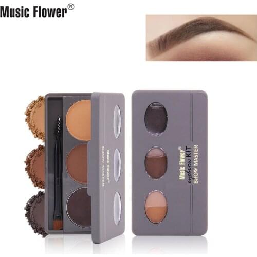 Music Flower Three-Color Eyebrow Powder Do Not Faint yan xian fen Trimming Waterproof Long-lasting Not Makeup Removing M4075