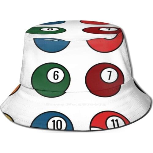 Billiard Balls Pack Print Bucket Hats Sun Cap Billiards Number 8 Ball Pool Blackball Packs Bubble Sport Pub Games Golfazur
