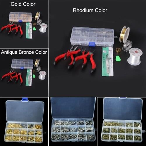 1 SET JEWELLERY MAKING KIT BEADS FINDINGS PLIERS wire thread jump rings Fit fashion tools set Jewelry Accessories DIY ZH-BDH010