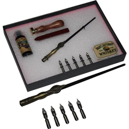 Antique Gothic Calligraphy Dip Pen Set Pilot Parallel English Copperplate Script Pen with 1 inks 5 nibs 1 Stamp 1Gift Box