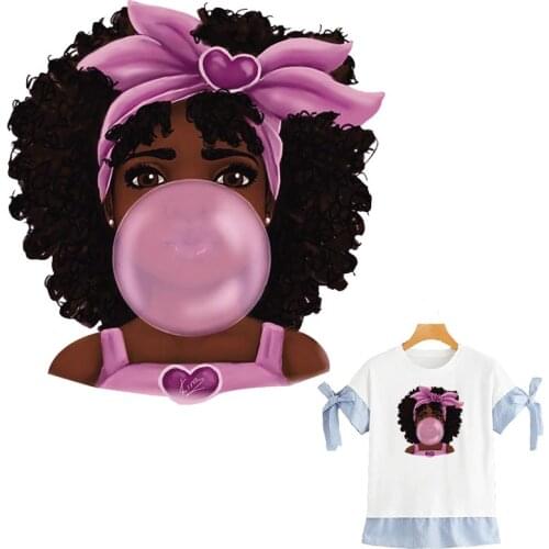 African Girl Applique On Clothes Heat Transfer Clothing Stickers Diy T-Shirt Stripe Washable Eco-Friendly Patches