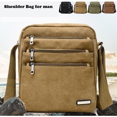 2021 New Canvas Shoulder Bag Man Casual Tote Outdoor Travel Mens Crossbody Bag Fashion Messenger Bags 3 Laryer Zipper Handbag