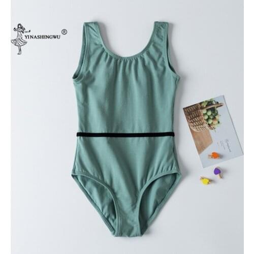 New Girls' Classic High-Neck Sleeveless Tank Leotard Basic Gymnastic Camisole Ballet Dance Leotard Bodysuit Tank Top Cotton