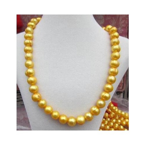 Very beautiful Natural 9-10mm South Sea White Pearl Necklace 18" 14K/20 yellow ball Clasp