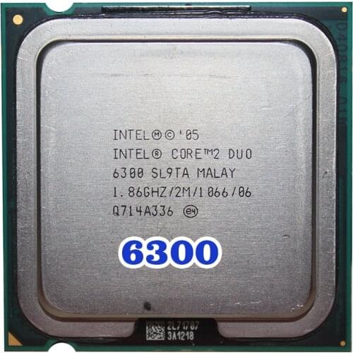 Original INTEL Core 2 Duo E6300 CPU Processor (1.86Ghz/ 2M /1066MHz) 65W Socket LGA 775