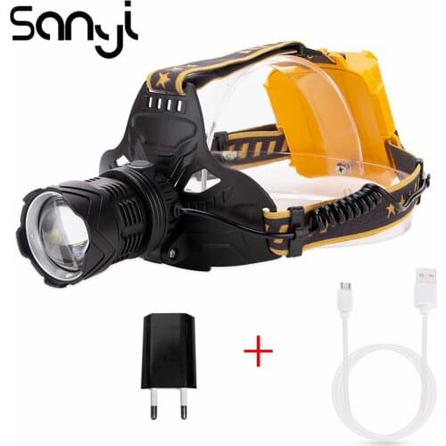P50 XPE LED Headlight 90°Rotate Emergency Working Lamp Flashlight 7 Modes Telescopic Focus Lantern Torch Camping Light Headlamp