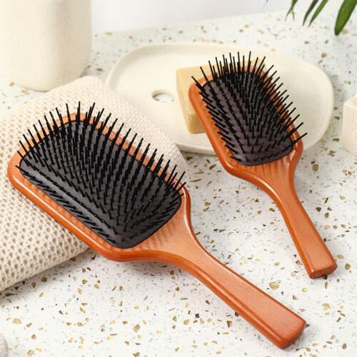 1PC Wood Comb Professional Healthy Paddle Cushion Hair Loss Massage Brush Hairbrush Comb Scalp Hair Care Healthy Hair Brush