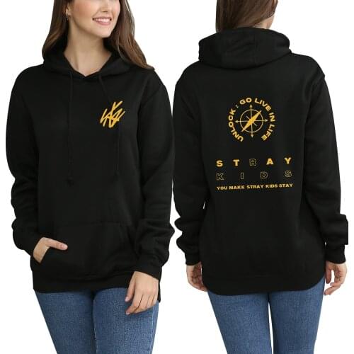 Stray Kids Unlock Sweatshirts Women GO LIVE IN LIFE Peripheral Support The Same Hooded Pullover Harajuku Pocket Fashion Hoodies